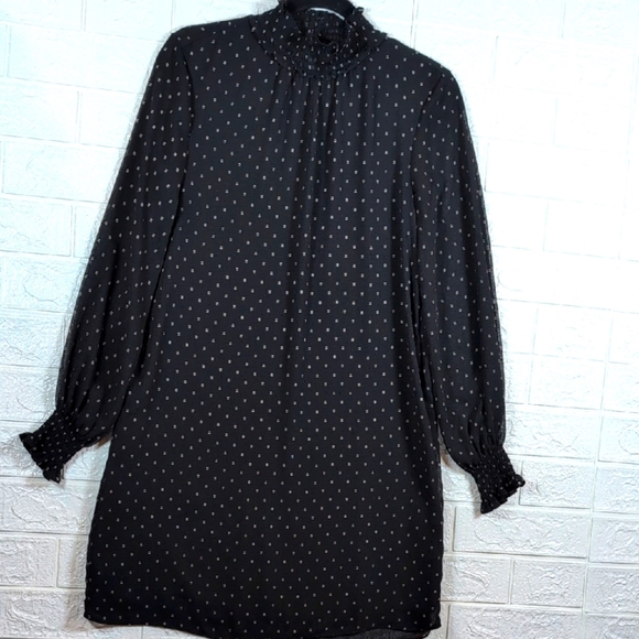 H&M Black Long Sleeve Polka Dot Dress - Picture 2 of 8